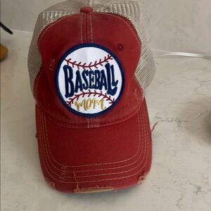 Red Baseball Mom Cap